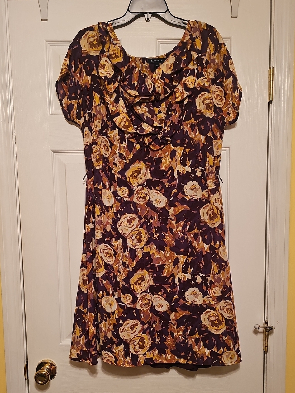 Lands' End Purple and Yellow Floral Midi Dress